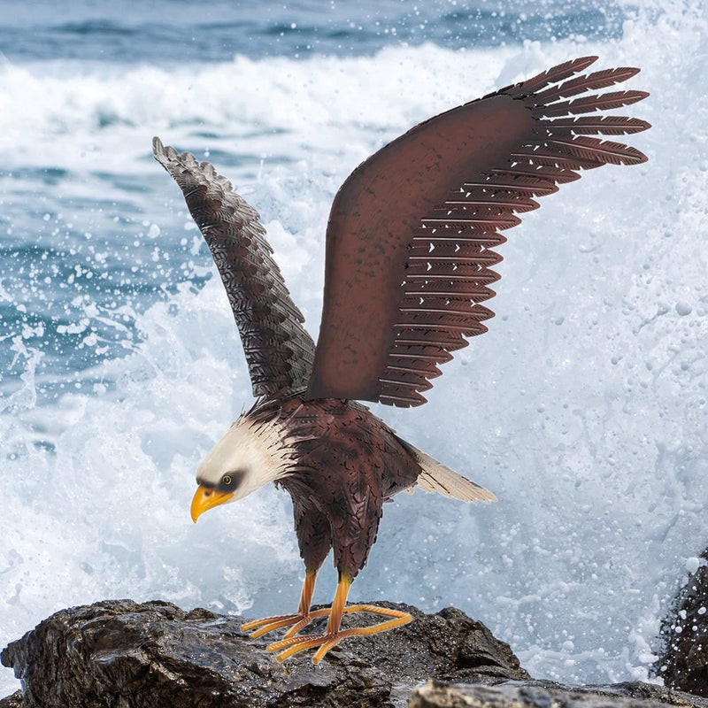 chisheen Bald Eagle Statue Outdoor Garden Sculpture Metal Yard Art Lawn Decorations,Large Eagle Figurines and Statues - Image 2